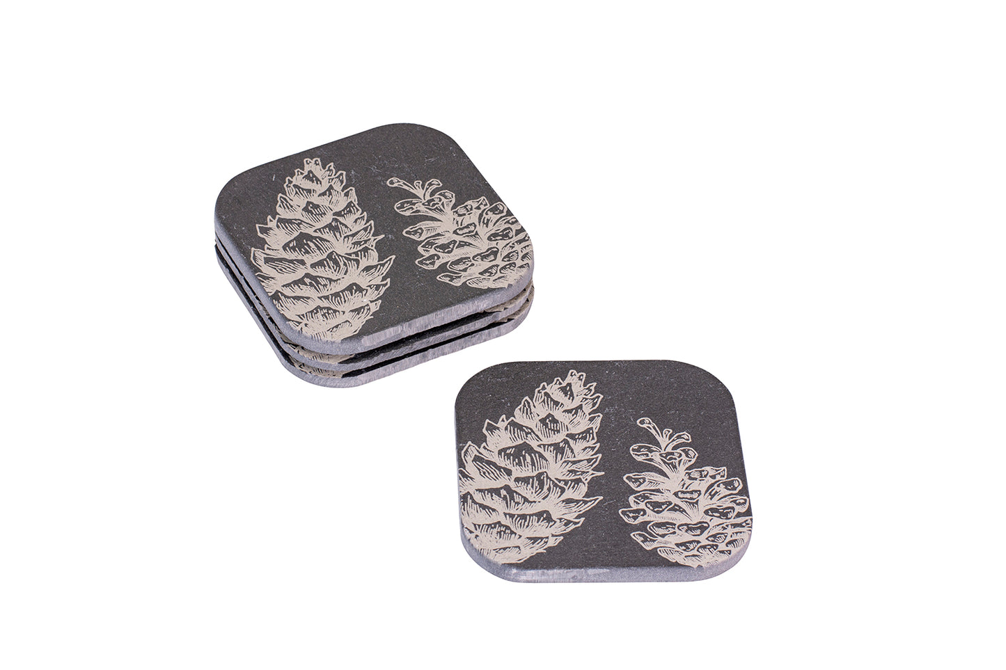 Schiefer-Untersetzer div. Motive, 4er-Set, 10 x 10 cm