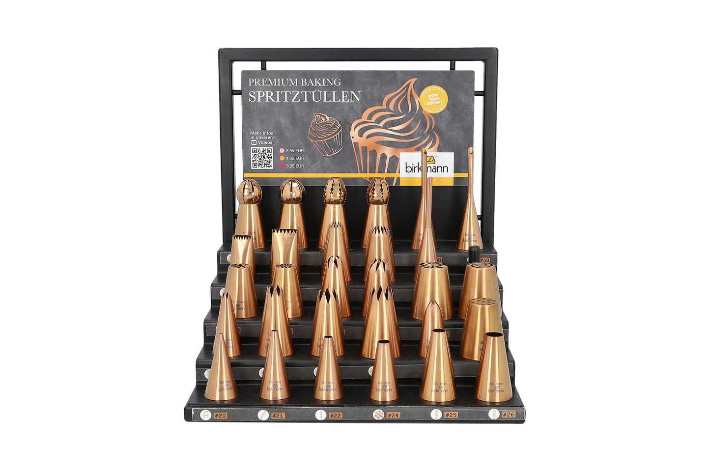 VKF Metalldisplay, schwarz für Tüllen Kupfer, bestückt