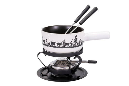 Käsefondue-Set E16 "Alpaufzug Familie", Ø16 cm, 5-teilig