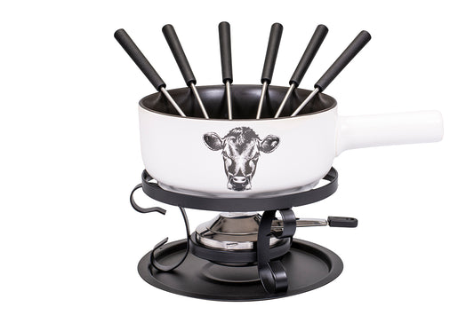 Käsefondue-Set E22 "Kuh", Ø 22 cm, 9-teilig