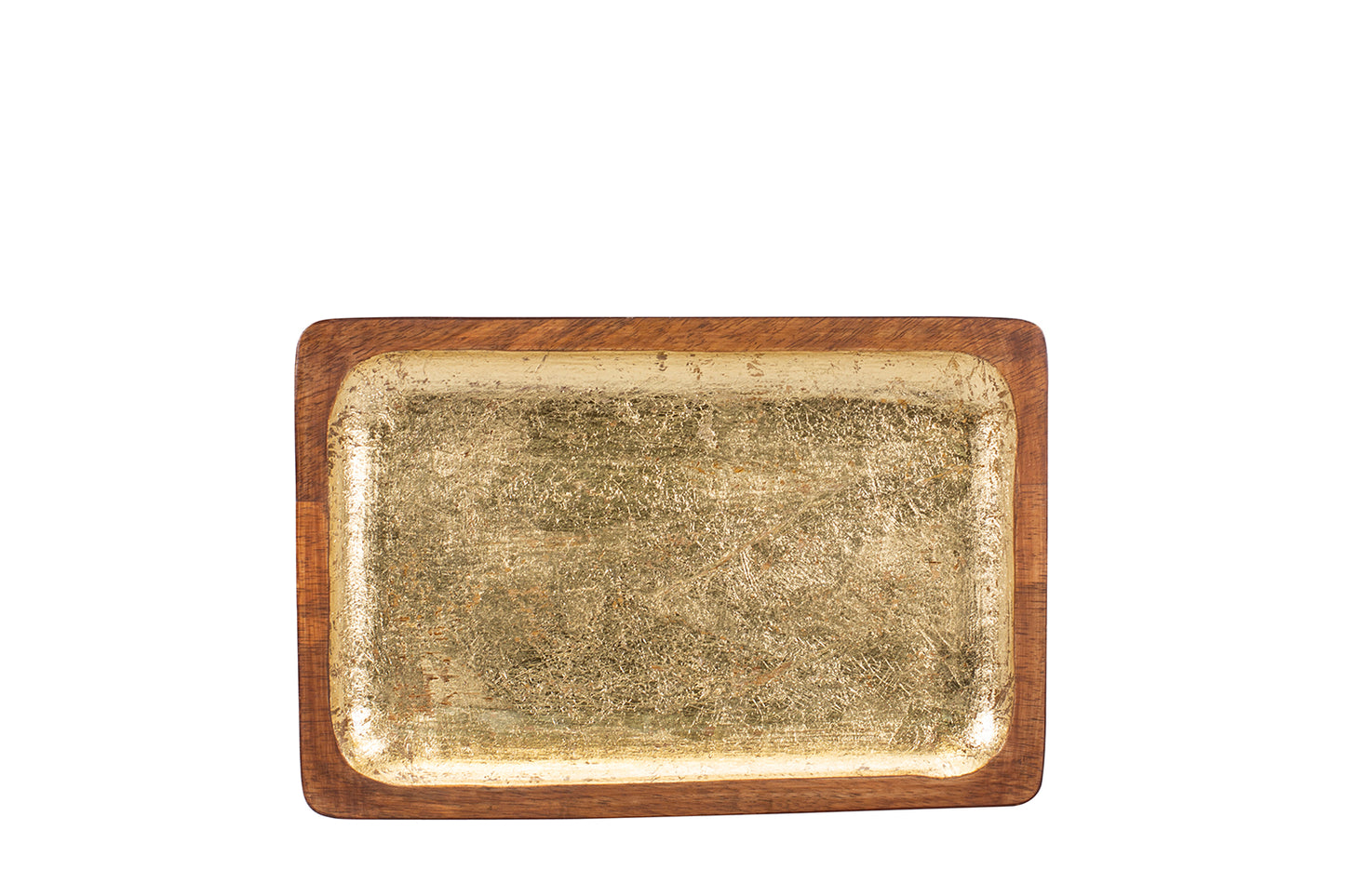 Servierteller "Shine", 29 x 19 cm, Mangoholz, gold