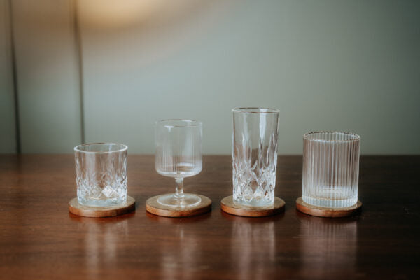Untersetzer “Shine”, Ø 10 cm, Mangoholz, 4er-Set