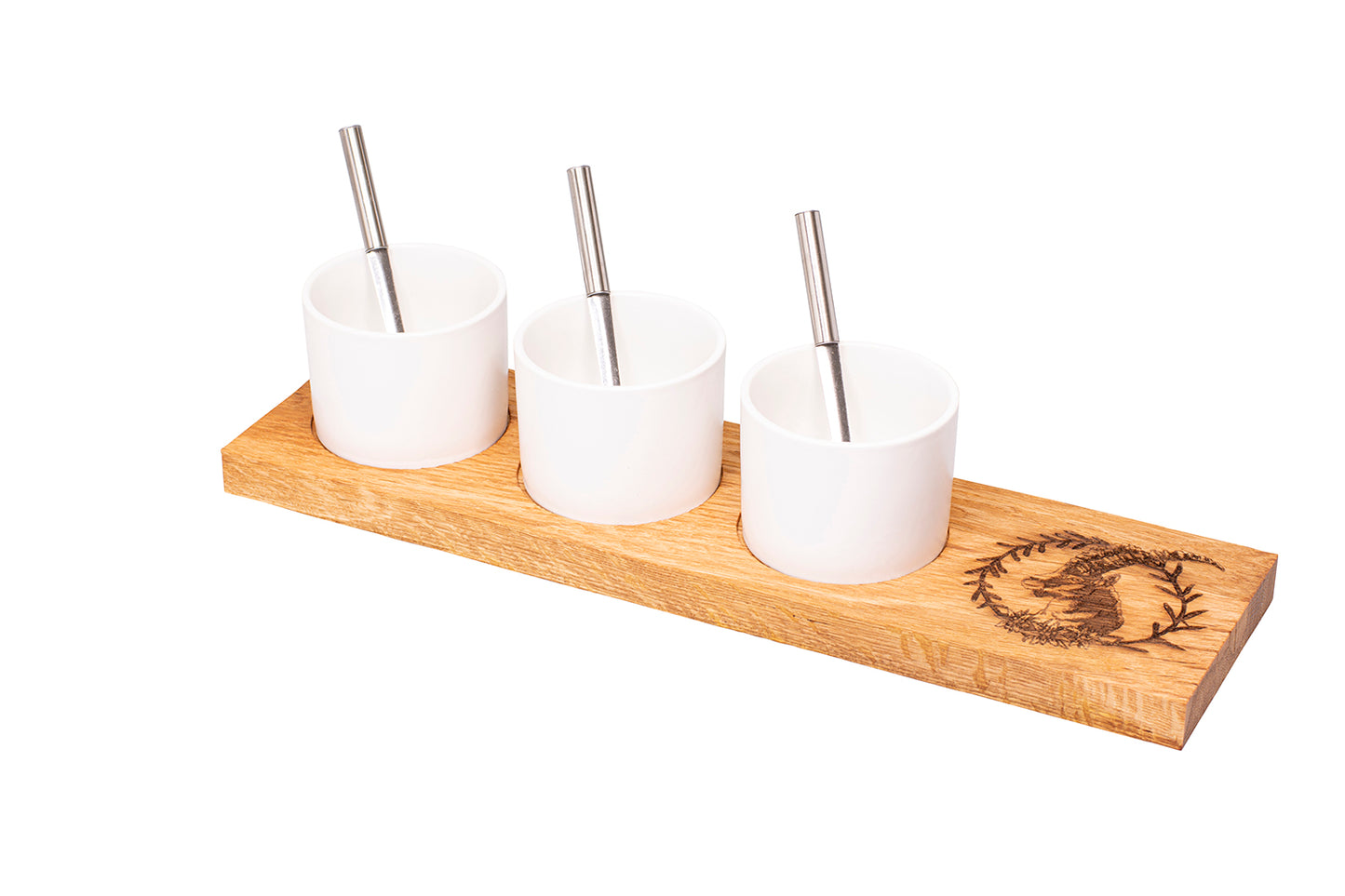 Apéro-Set "Steinbock Kranz", Eiche rustikal, 40 x 11 x 2 cm