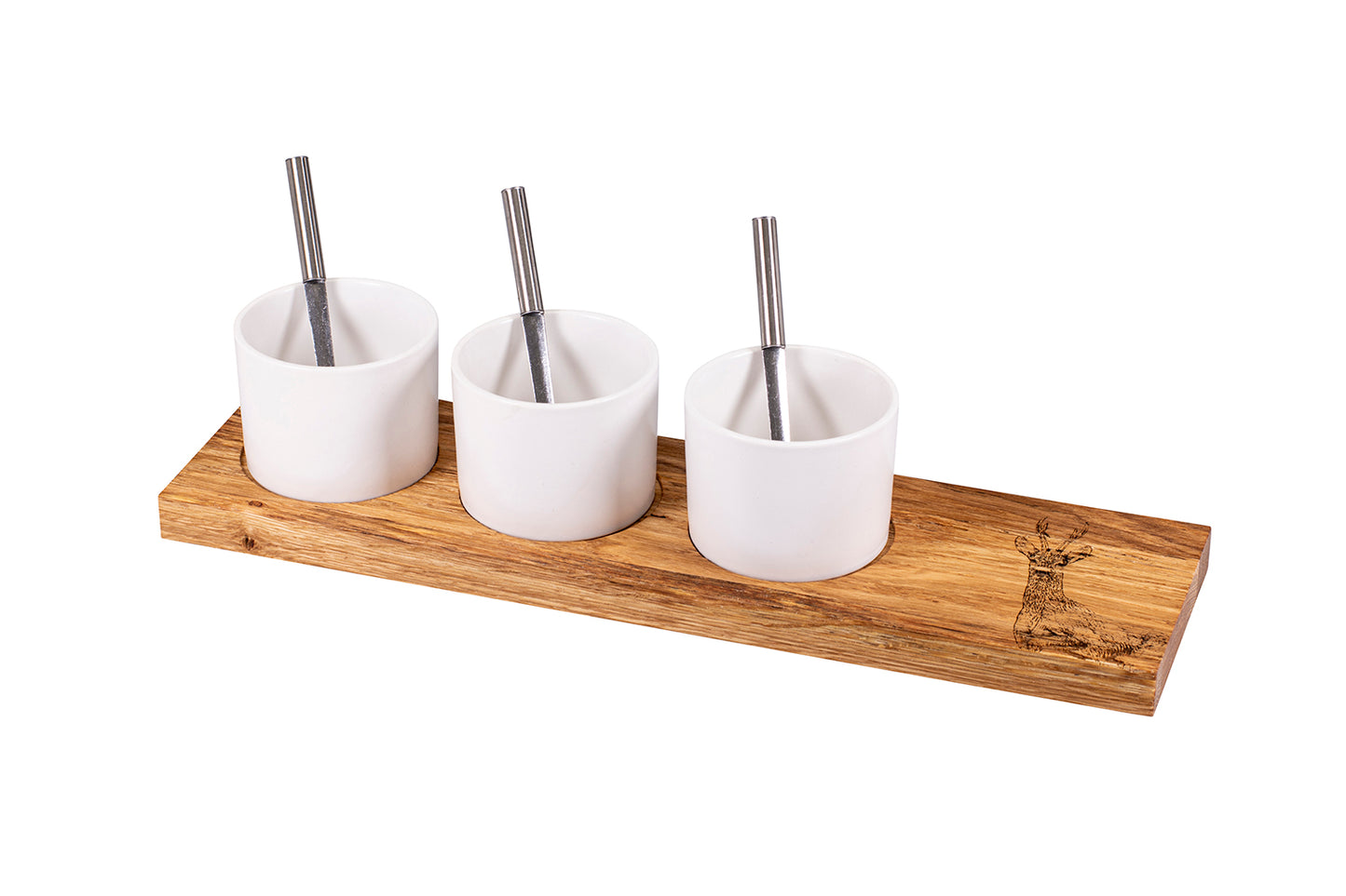 Apéro-Set "Rehbock", klein, Eiche rustikal, 40 x 11 x 2 cm