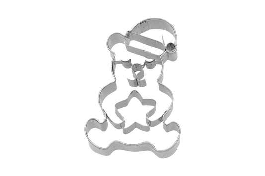 Ausstechform "Weihnachts-Teddybär mit Stern", Edelstahl, 7 cm. 5st