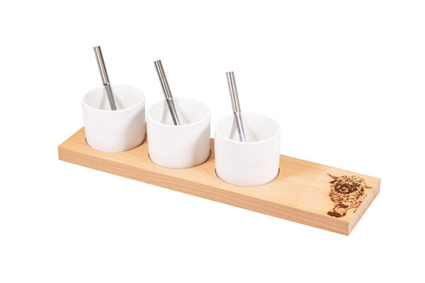 Apéro-Set “Schwarznasenschaf”, klein, Eiche/Buche rustikal, 40 x 11 x 2 cm