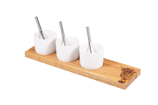 Apéro-Set “Schwarznasenschaf”, klein, Eiche/Buche rustikal, 40 x 11 x 2 cm