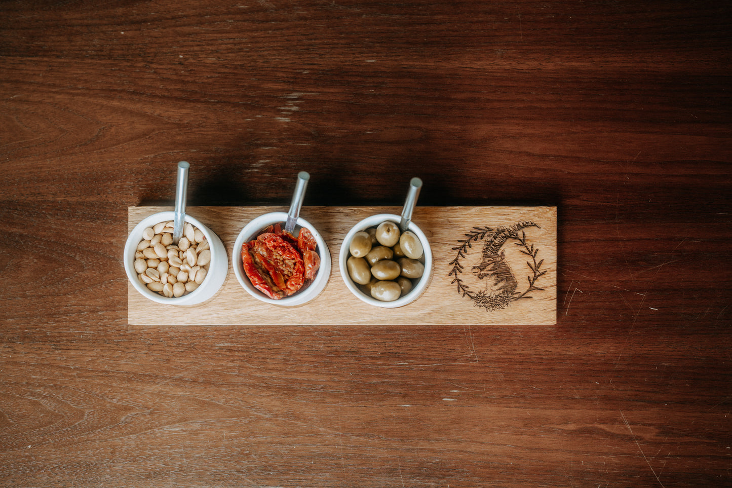 Apéro-Set "Steinbock Kranz", Eiche rustikal, 40 x 11 x 2 cm