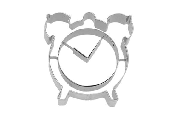 Ausstechform “Wecker”, 6 cm, mit Innenprägung, Edelstahl, 5st