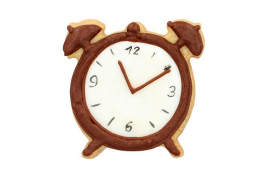 Ausstechform “Wecker”, 6 cm, mit Innenprägung, Edelstahl, 5st