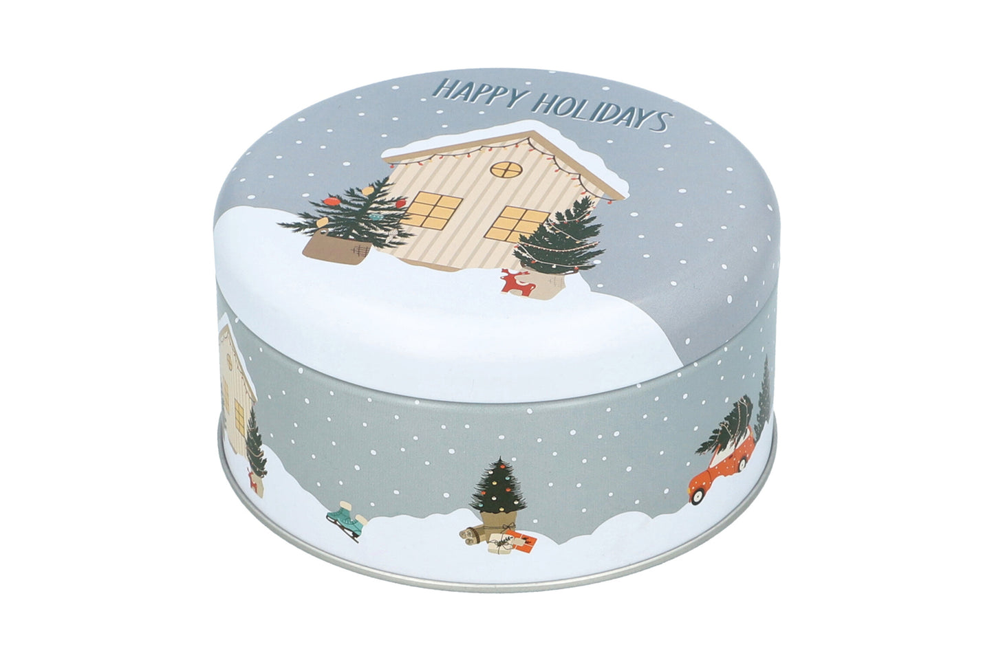 Gebäckdosen-Set "Happy Holidays", Weissblech, 2-teilig, S Ø 12 cm, M Ø 14 cm