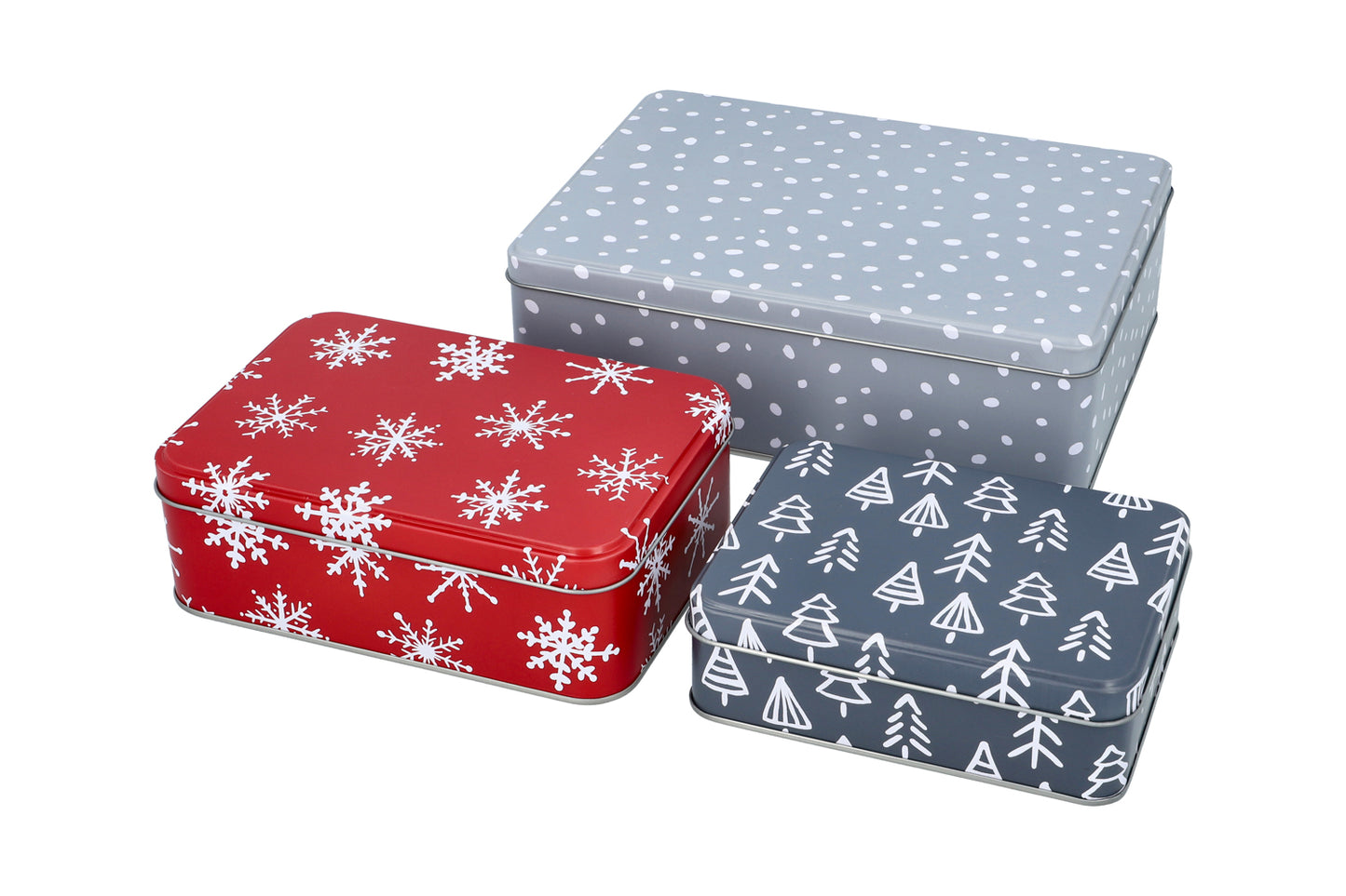 Gebäckdosen-Set"Winter", Weissblech, 3 Stück, M+L+XL