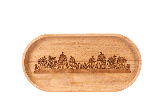 Holzteller oval, "Steinböcke", Buche, div. Grössen